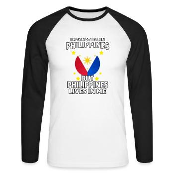 Philippines Life Love Filipino Flag I Gift - Unisex Long Sleeve Baseball T-Shirt - white/black - Front - Nik (191cm)