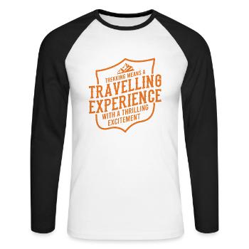 TREKKING SORT Hiking Outdoor Randonnée Drôle - T-shirt baseball manches longues Homme - blanc/noir - Devant - Nik (191cm)