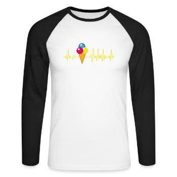 Eiscreme Eis Herzschlag Sommer - Unisex Baseballshirt langarm - Weiß/Schwarz - Vorne - Nik (191cm)