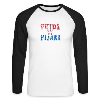 Hrvatska Kroatien Fussball - Unisex Baseballshirt langarm - Weiß/Schwarz - Vorne - Nik (191cm)