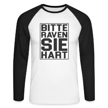 Rave - Unisex Baseballshirt langarm - Weiß/Schwarz - Vorne - Nik (191cm)