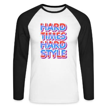 Hardstyle Rave Techno Sort Fêter Festival - T-shirt baseball manches longues Homme - blanc/noir - Devant - Nik (191cm)