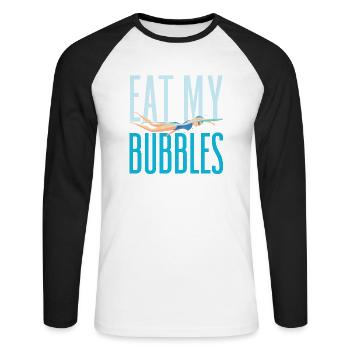 Eat My Bubbles Funny Swimming - Unisex Baseballshirt langarm - Weiß/Schwarz - Vorne - Nik (191cm)