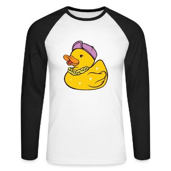 Gangster bath duck, small bandit, cool robber. - Unisex Long Sleeve Baseball T-Shirt - white/black - Front - Nik (191cm)