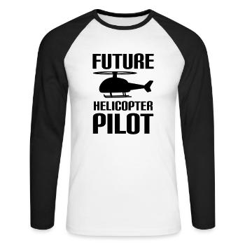 Future Helicopter Pilot Familie Kinder Piloten - Unisex Baseballshirt langarm - Weiß/Schwarz - Vorne - Nik (191cm)