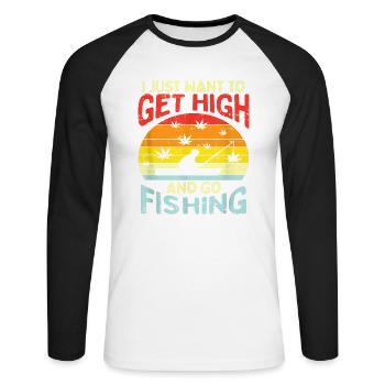 Cannabis chanvre THC 420 - T-shirt baseball manches longues Homme - blanc/noir - Devant - Nik (191cm)