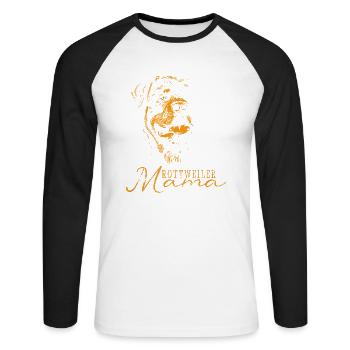 Rottweiler Rottie Mama Mom Mutter Vintage - Unisex Baseballshirt langarm - Weiß/Schwarz - Vorne - Nik (191cm)