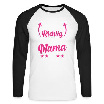 So Sieht eine Richtig Coole Mama Aus - Unisex Baseballshirt langarm - Weiß/Schwarz - Vorne - Nik (191cm)