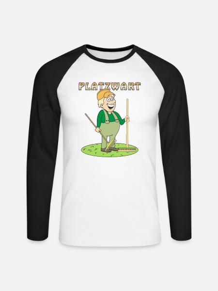 MENSCH COMIC PLATZWART - Unisex Baseballshirt langarm - Weiß/Schwarz