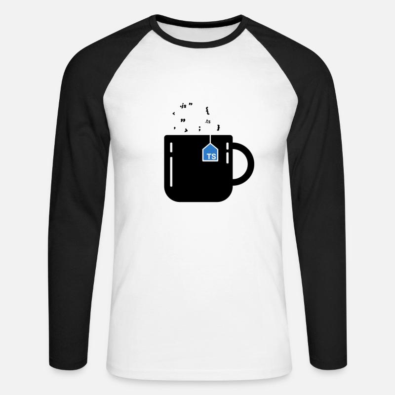 TypeScript - Cup - Unisex Long Sleeve Baseball T-Shirt - white/black