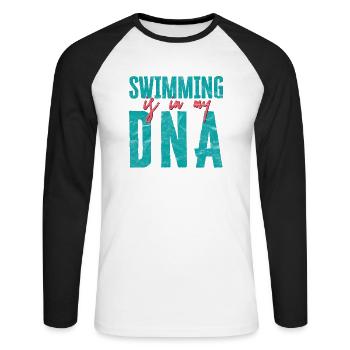 Swimming In The Pool Life Is Cool Swimmers Rule - Unisex Baseballshirt langarm - Weiß/Schwarz - Vorne - Nik (191cm)