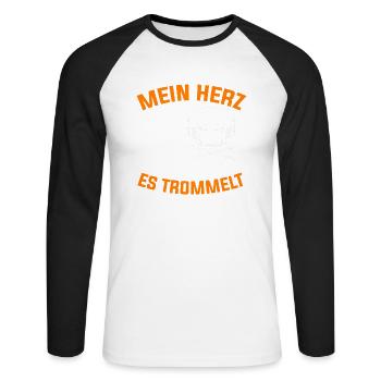 Trommel Trommler Trommeln Musikverein - Unisex Baseballshirt langarm - Weiß/Schwarz - Vorne - Nik (191cm)