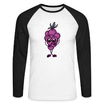Weintrauben Lustig - Unisex Long Sleeve Baseball T-Shirt - white/black - Front - Nik (191cm)
