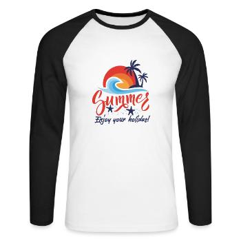 Summer Summer time Nature Leisure Life Saying - Unisex Long Sleeve Baseball T-Shirt - white/black - Front - Nik (191cm)