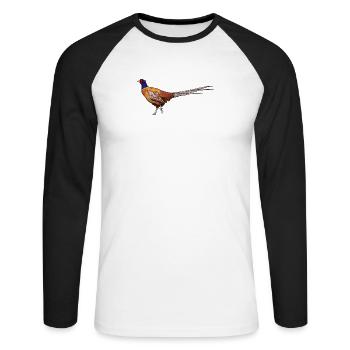 Fasan I Vintage Pheasant Treibjagd Motiv für Jäger - Unisex Baseballshirt langarm - Weiß/Schwarz - Vorne - Nik (191cm)