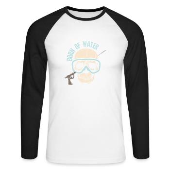 Speargun Spearfishing Skull Freediver - Unisex Long Sleeve Baseball T-Shirt - white/black - Front - Nik (191cm)