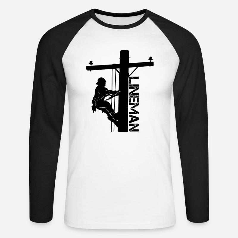 Lineman - Unisex Baseballshirt langarm - Weiß/Schwarz