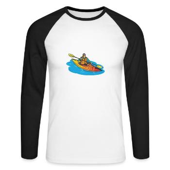 Funny canoe kayak rowing and paddle sport saying - Unisex Long Sleeve Baseball T-Shirt - white/black - Front - Nik (191cm)