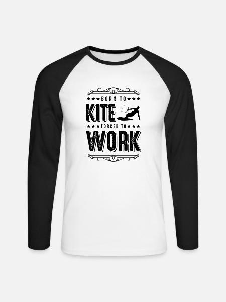 kitesurfing surfer kiteboarding - Unisex Baseballshirt langarm - Weiß/Schwarz