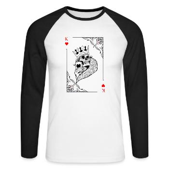 Card Symbols Playing Cards Heart King Card Game - Unisex Long Sleeve Baseball T-Shirt - white/black - Front - Nik (191cm)