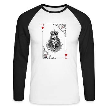 Kartensymbole Spielkarten Herz Dame Kartenspiel - Unisex Baseballshirt langarm - Weiß/Schwarz - Vorne - Nik (191cm)