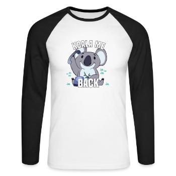 Koala me Back - Koala Bär mit Telefon - Unisex Baseballshirt langarm - Weiß/Schwarz - Vorne - Nik (191cm)