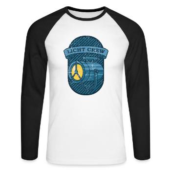 Licht Crew Theater Lichttechniker - Unisex Baseballshirt langarm - Weiß/Schwarz - Vorne - Nik (191cm)