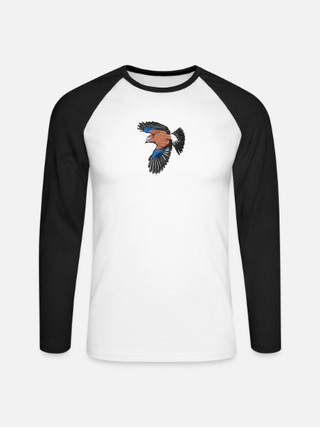 Eichelhäher I Vogel Jäger Wald Motiv für - Unisex Baseballshirt langarm - Weiß/Schwarz
