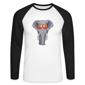Elephant sunglasses summer - Unisex Long Sleeve Baseball T-Shirt - white/black - Front - Nik (191cm)