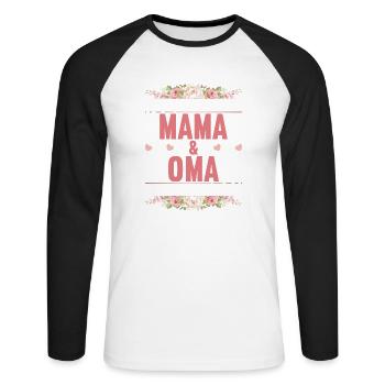 Ich habe zwei Titel Mama und Oma und ich Rocke sie - Unisex Baseballshirt langarm - Weiß/Schwarz - Vorne - Nik (191cm)