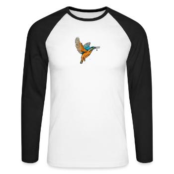 Eisvogel I Kingfisher Naturschutz Motiv für - Unisex Baseballshirt langarm - Weiß/Schwarz - Vorne - Nik (191cm)