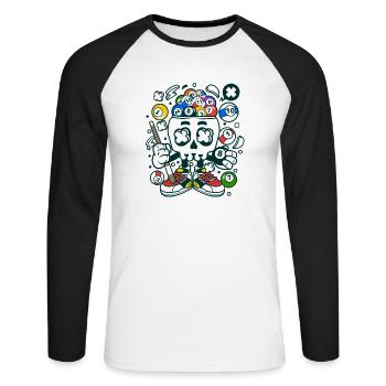 Billard - Unisex Baseballshirt langarm - Weiß/Schwarz - Vorne - Nik (191cm)