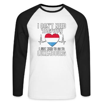 Luxembourg flag I Luxembourg Souvenirs - T-shirt baseball manches longues Homme - blanc/noir - Devant - Nik (191cm)