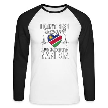 Namibia flag I Namibian Souvenirs - Unisex Long Sleeve Baseball T-Shirt - white/black - Front - Nik (191cm)