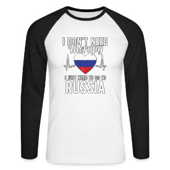 Russia flag I Russian Souvenirs - T-shirt baseball manches longues Homme - blanc/noir - Devant - Nik (191cm)