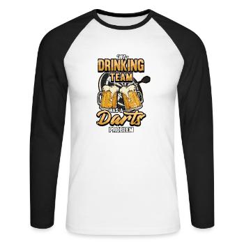 Dart Darts Dart Board Sports Beer Gift - Unisex Long Sleeve Baseball T-Shirt - white/black - Front - Nik (191cm)