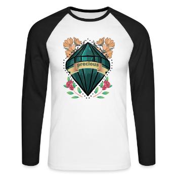 Precious Floral Gemstone - Unisex Long Sleeve Baseball T-Shirt - white/black - Front - Nik (191cm)
