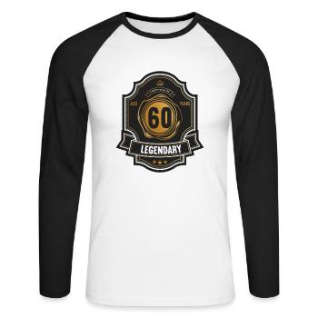 60. Geburtstag 60 Jahre Whiskey Whisky Label - Unisex Baseballshirt langarm - Weiß/Schwarz - Vorne - Nik (191cm)