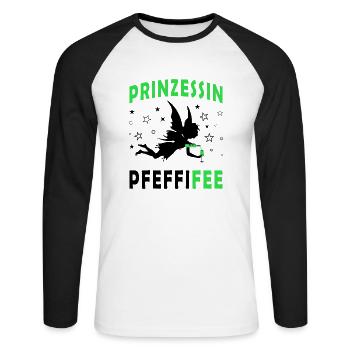 Prinzessin Pfeffifee Pfefferminz Pfefferminzlikör - Unisex Baseballshirt langarm - Weiß/Schwarz - Vorne - Nik (191cm)