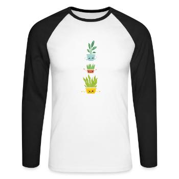 Plant Lover Gardener - Unisex Baseballshirt langarm - Weiß/Schwarz - Vorne - Nik (191cm)