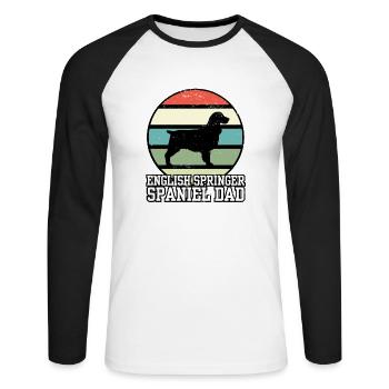 English Springer Spaniel Dad I Retro Spaniel Dad - Unisex Baseballshirt langarm - Weiß/Schwarz - Vorne - Nik (191cm)