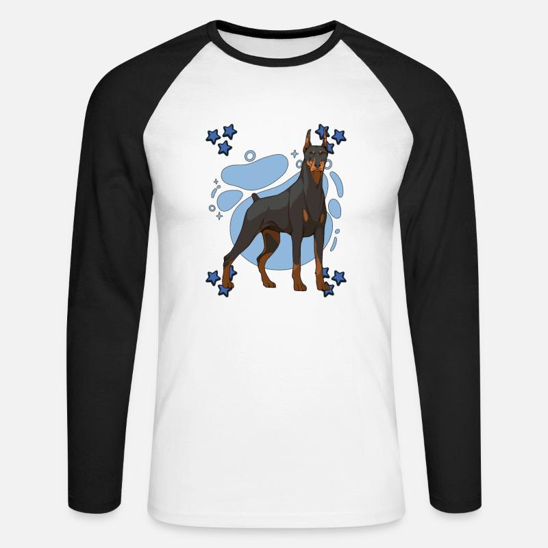 Dobermann Doberman Blue Design - Unisex Baseballshirt langarm - Weiß/Schwarz