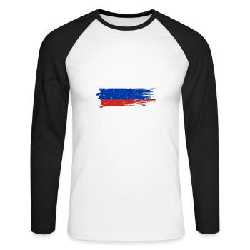 Meine Frau Ist Russin Russen Russland Russisches - Unisex Baseballshirt langarm - Weiß/Schwarz - Vorne - Nik (191cm)