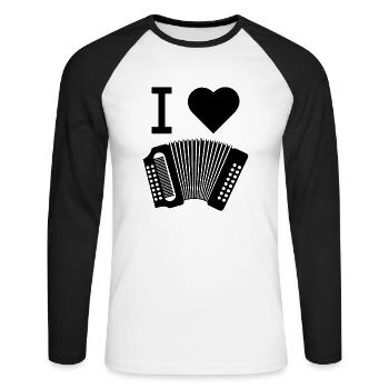 I love accordion Geschenk Ziehharmonika - Unisex Baseballshirt langarm - Weiß/Schwarz - Vorne - Nik (191cm)