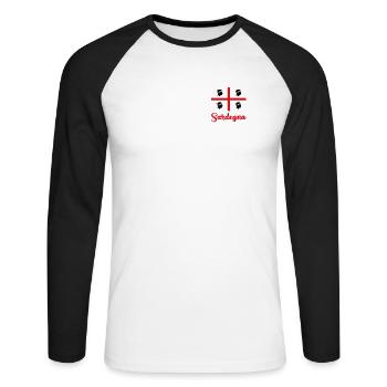 Sardinien Flagge Sardegna Sardinia - Unisex Baseballshirt langarm - Weiß/Schwarz - Vorne - Nik (191cm)