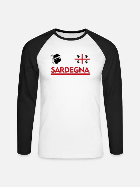 Sardinia Sardegna Head Sardinia - Unisex Long Sleeve Baseball T-Shirt - white/black