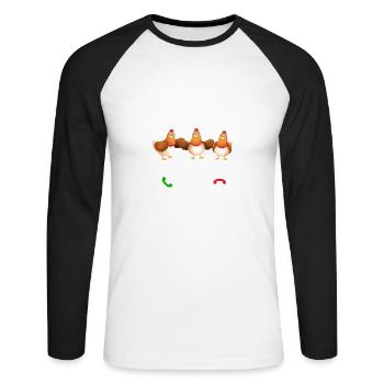 Mes Poules M'appellent Et Je Dois Y Aller - T-shirt baseball manches longues Homme - blanc/noir - Devant - Nik (191cm)