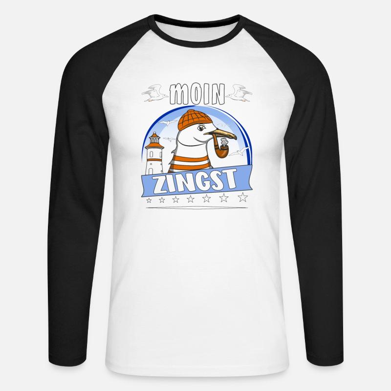 MÖWE MOIN ZINGST - Unisex Baseballshirt langarm - Weiß/Schwarz