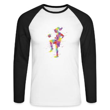 Sport FrauenFußball - Unisex Baseballshirt langarm - Weiß/Schwarz - Vorne - Nik (191cm)