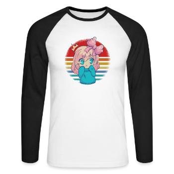 Anime - T-shirt baseball manches longues Homme - blanc/noir - Devant - Nik (191cm)
